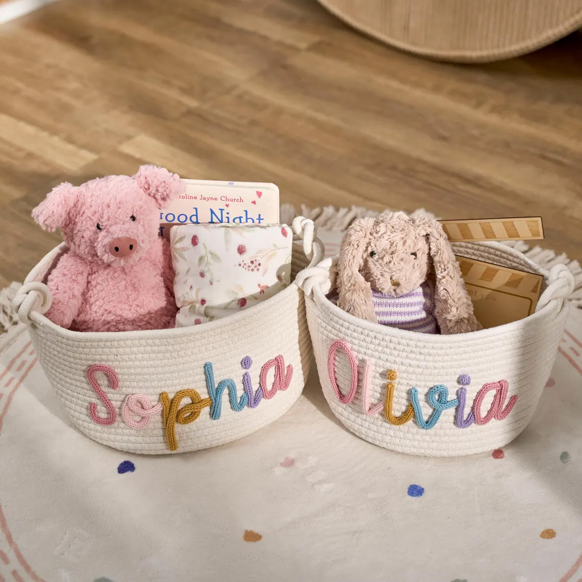 Knitkin personalised cotton rope basket
